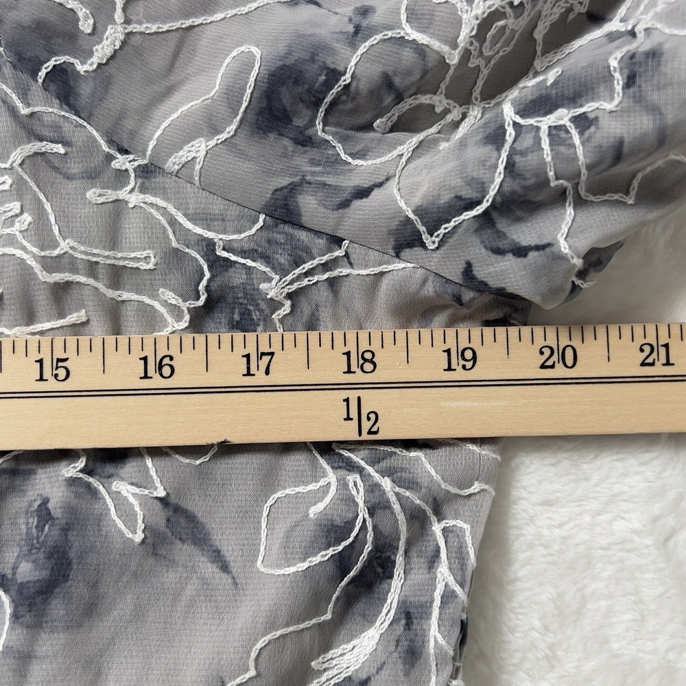 Baltic Born Embroidered Maxi Dress Sz 1XL Gray Puff Sleeve Square Neck Smocked - Picture 14 of 15